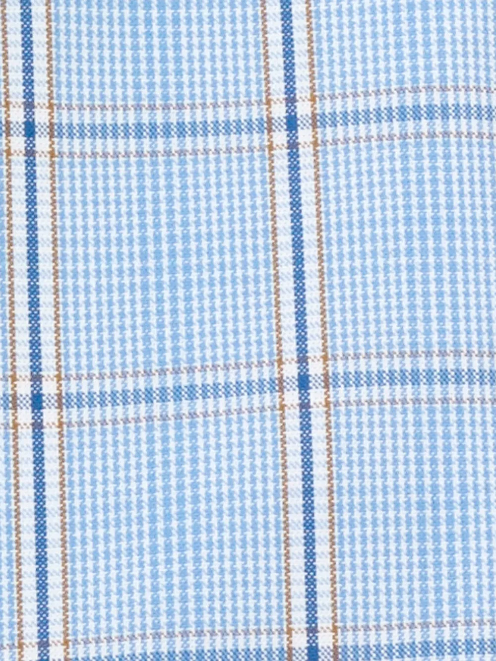 Non-Iron Cotton Pinpoint Glen Plaid Dress Shirt With Contrast Trim - Blue/orange sold by Paul Fredrick product image thumbnail 5