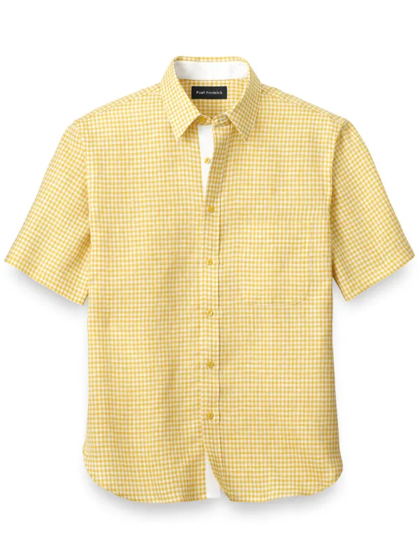 Linen Gingham Check Casual Shirt sold by Paul Fredrick