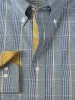 Pure Cotton Pinpoint Solid Color Straight Collar Dress Shirt - Blue Stripe sold by Paul Fredrick