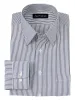 Pure Cotton Pinpoint Solid Color Straight Collar Dress Shirt - Blue Stripe sold by Paul Fredrick