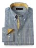 Pure Cotton Pinpoint Solid Color Straight Collar Dress Shirt - Blue Stripe sold by Paul Fredrick