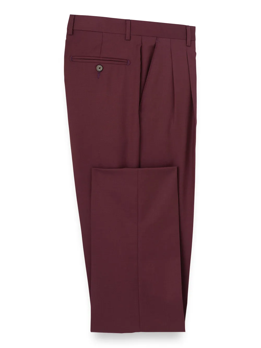 Wool Gabardine Pants - Burgundy sold by Paul Fredrick