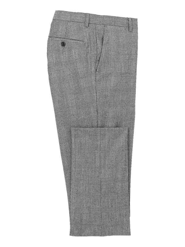 Wool Flannel Plaid Flat Front Pants - Black sold by Paul Fredrick