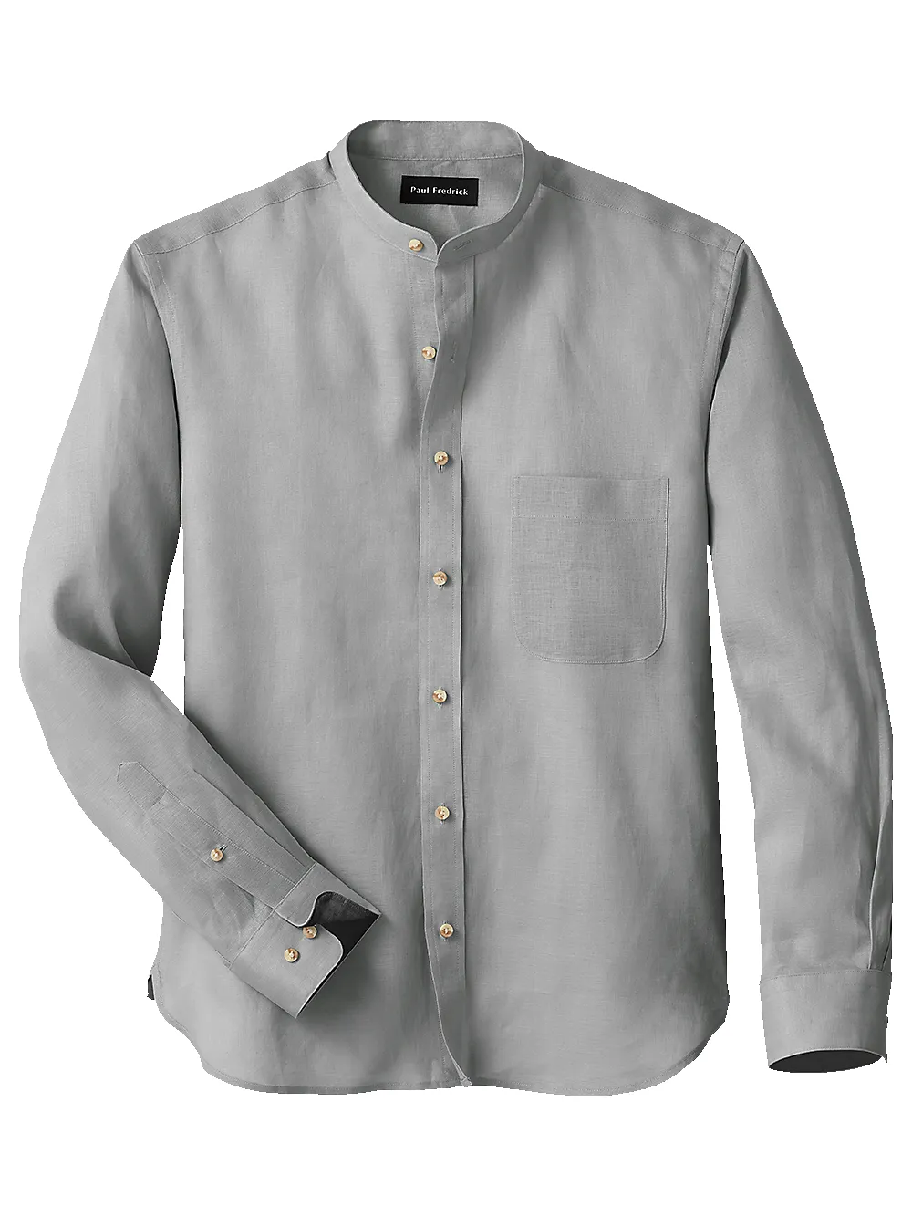 Linen Solid Casual Shirt - Silver sold by Paul Fredrick