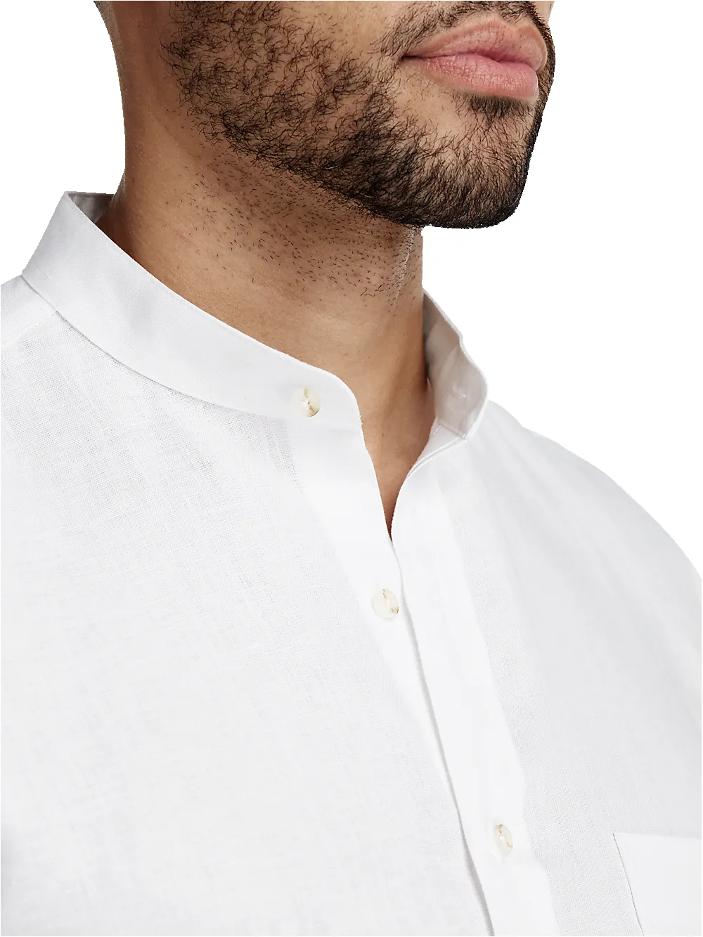Linen Solid Casual Shirt - White sold by Paul Fredrick product image thumbnail 3