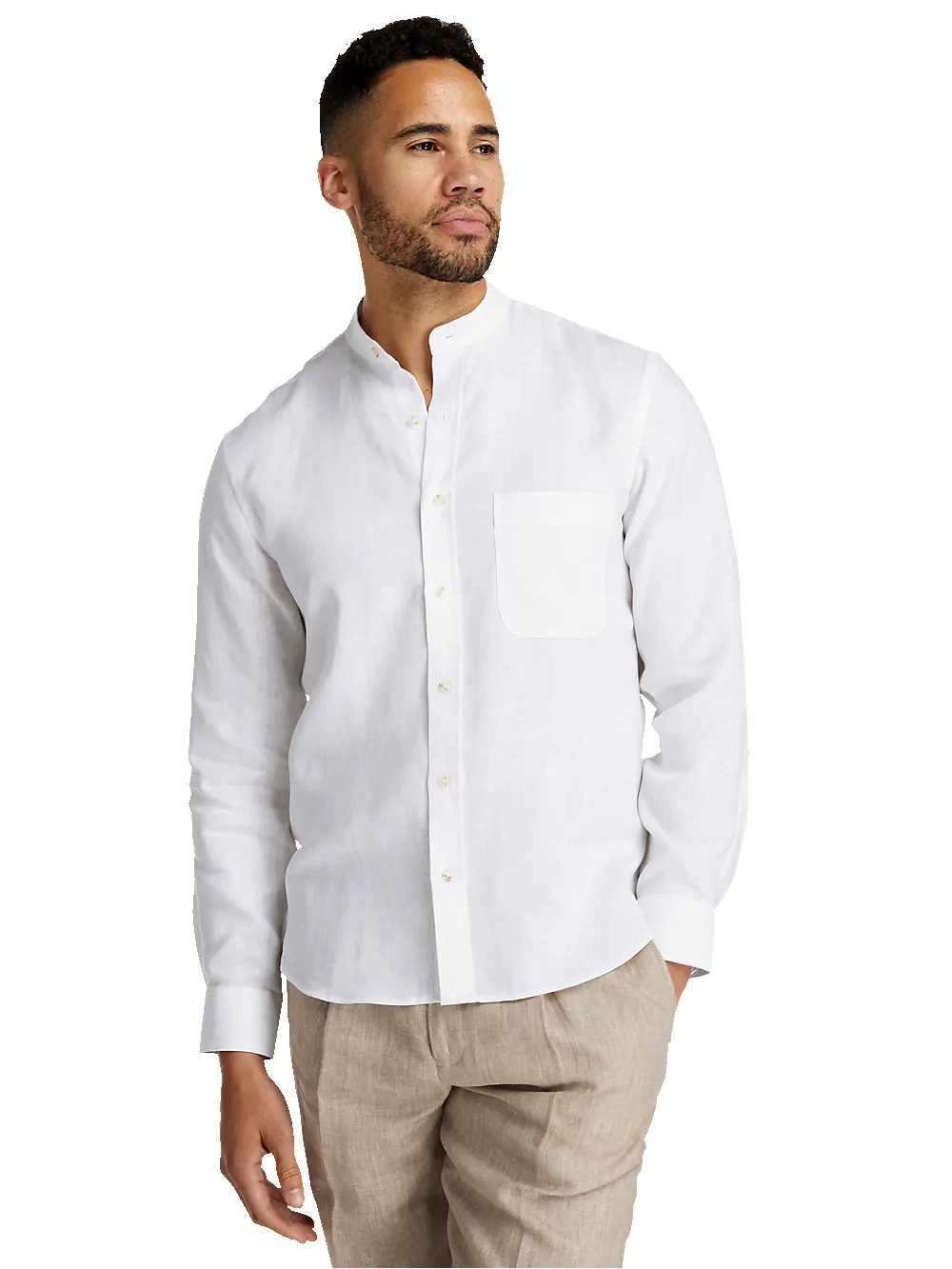 Linen Solid Casual Shirt - White sold by Paul Fredrick product image thumbnail 2