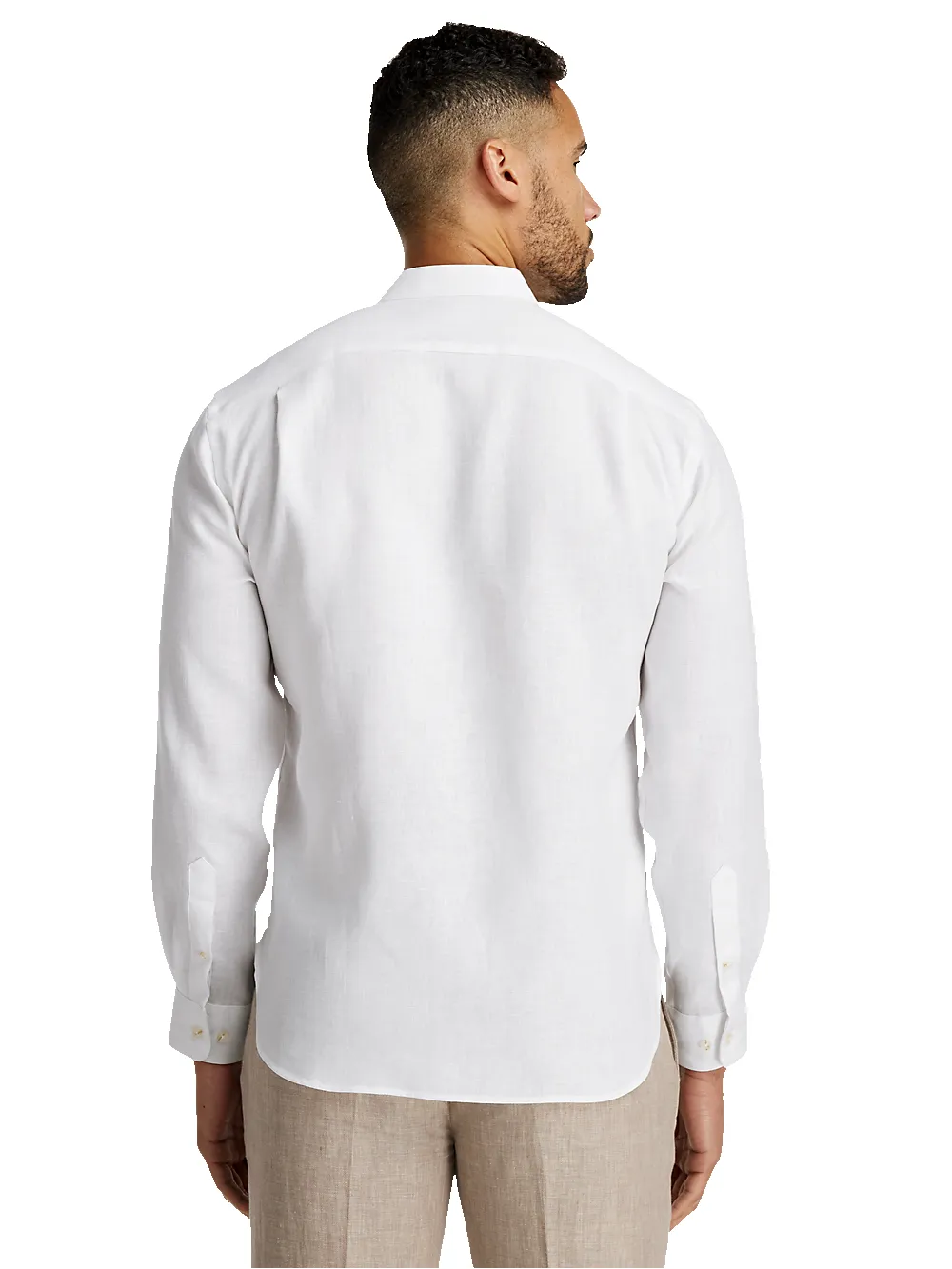 Linen Solid Casual Shirt - White sold by Paul Fredrick product image thumbnail 5