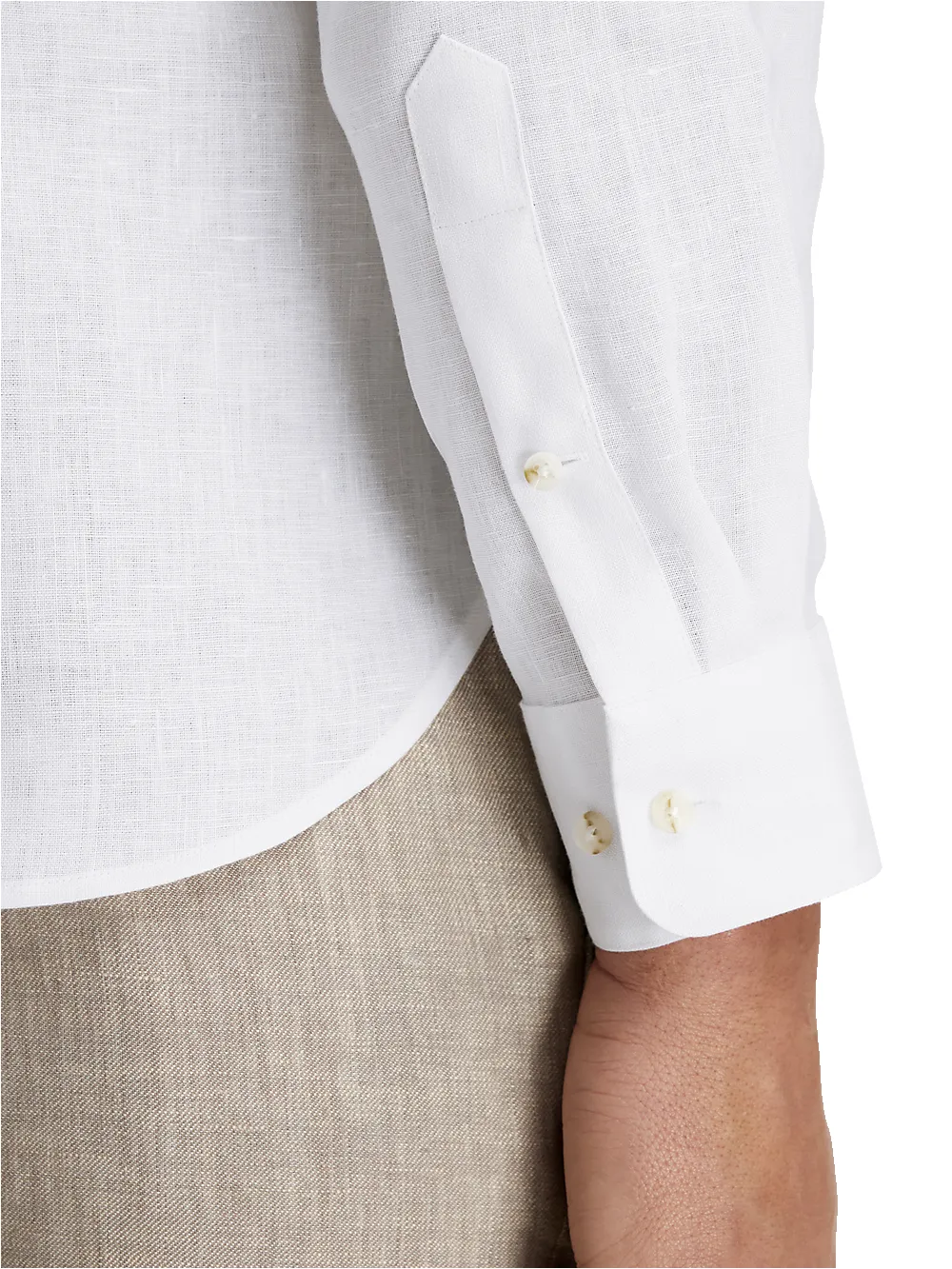 Linen Solid Casual Shirt - White sold by Paul Fredrick product image thumbnail 4
