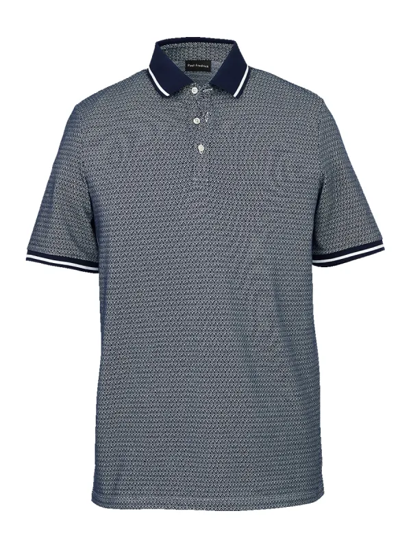 Cotton Blend Three Button Polo - Navy sold by Paul Fredrick