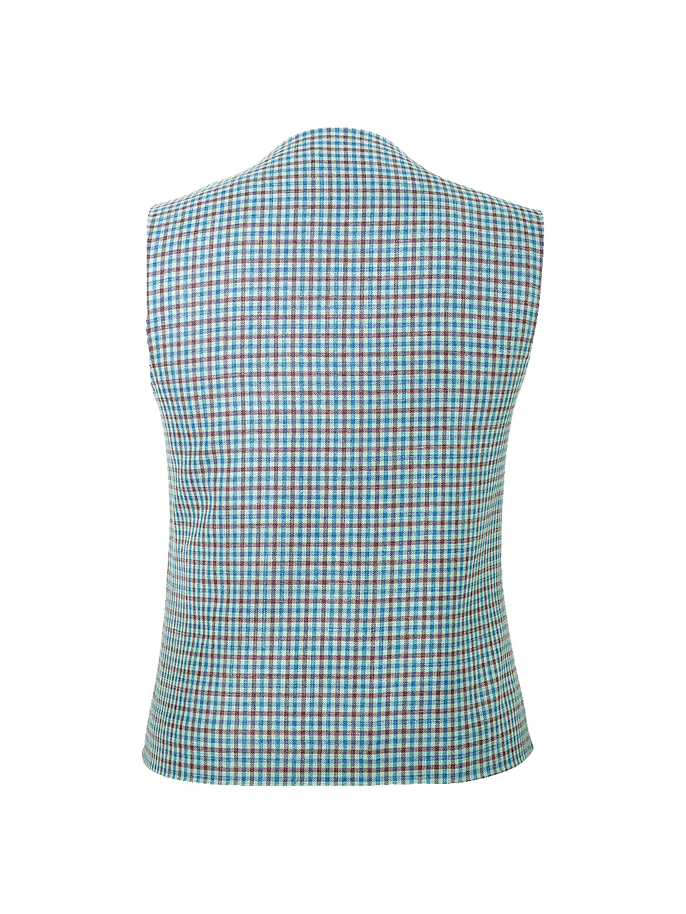 Wool Blend Check Six Button Vest - Blue/burgundy sold by Paul Fredrick product image thumbnail 3