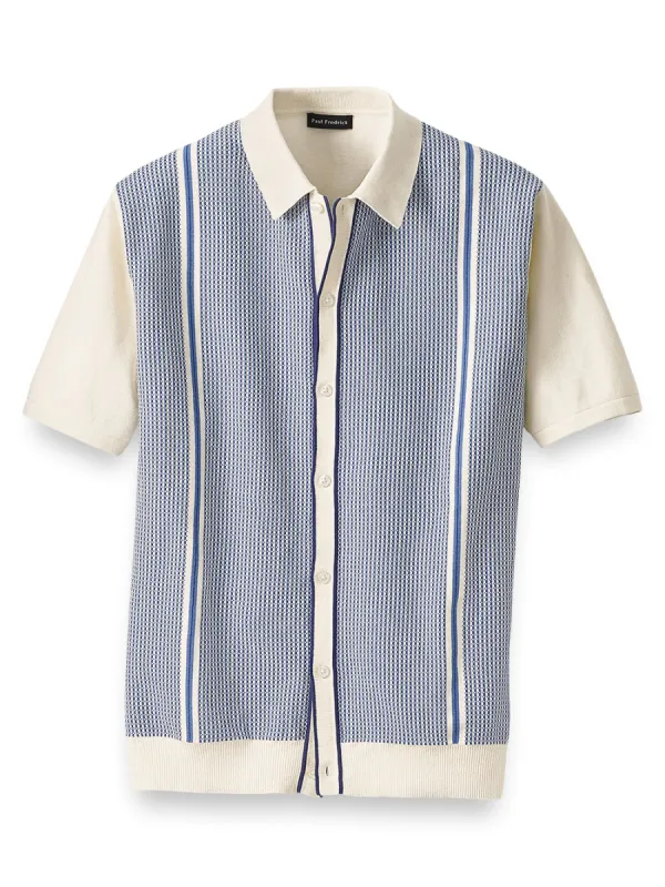 Cotton Button Front Polo sold by Paul Fredrick