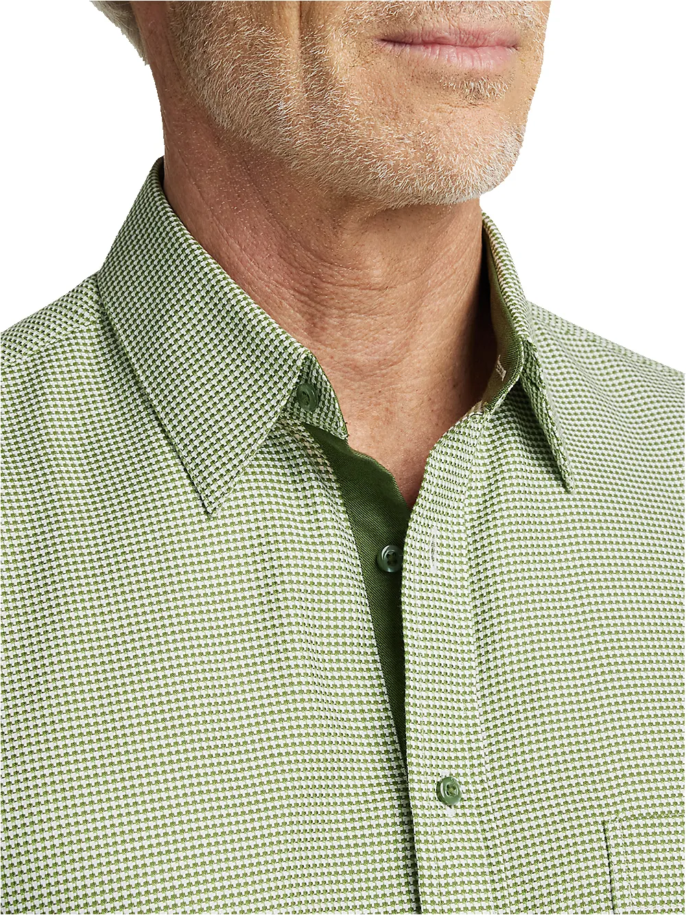 Cotton Houndstooth Casual Shirt - Green sold by Paul Fredrick product image thumbnail 3
