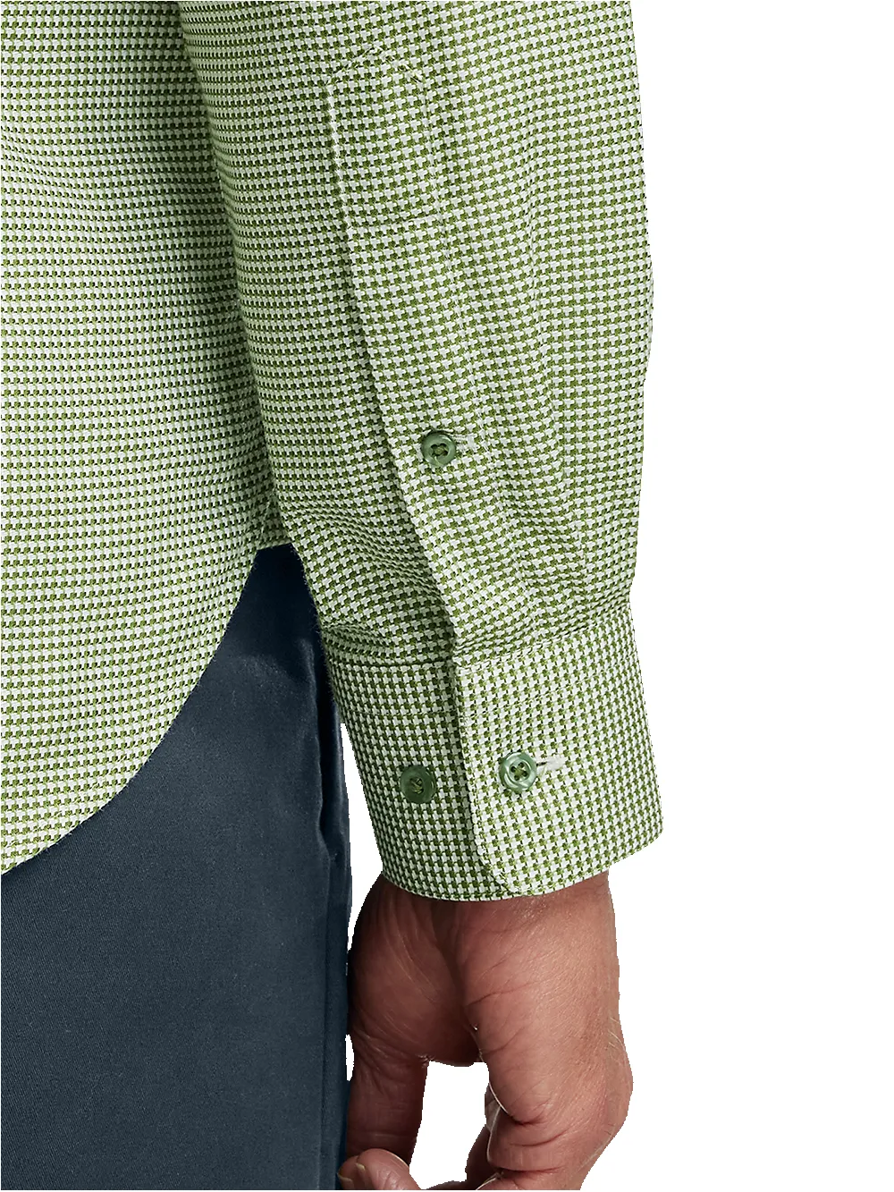 Cotton Houndstooth Casual Shirt - Green sold by Paul Fredrick product image thumbnail 4