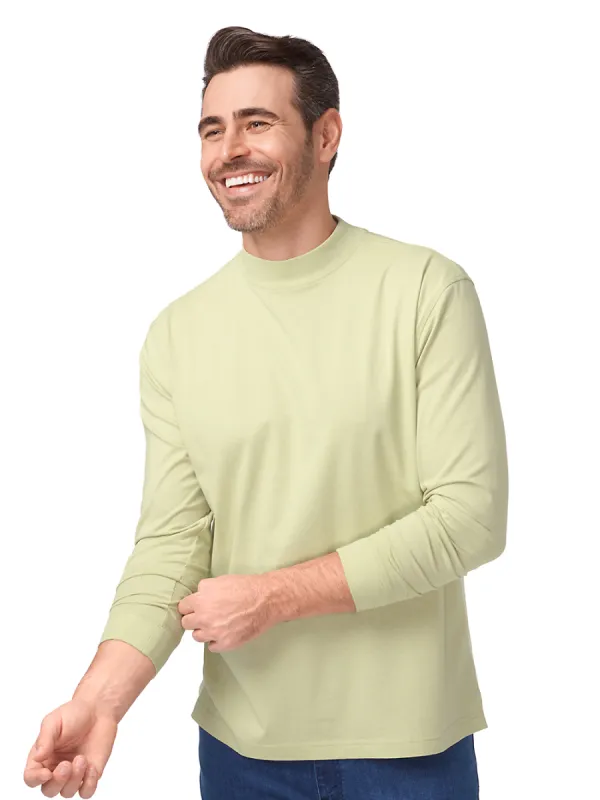 Cotton and Silk Long Sleeve Mock - Mint sold by Paul Fredrick