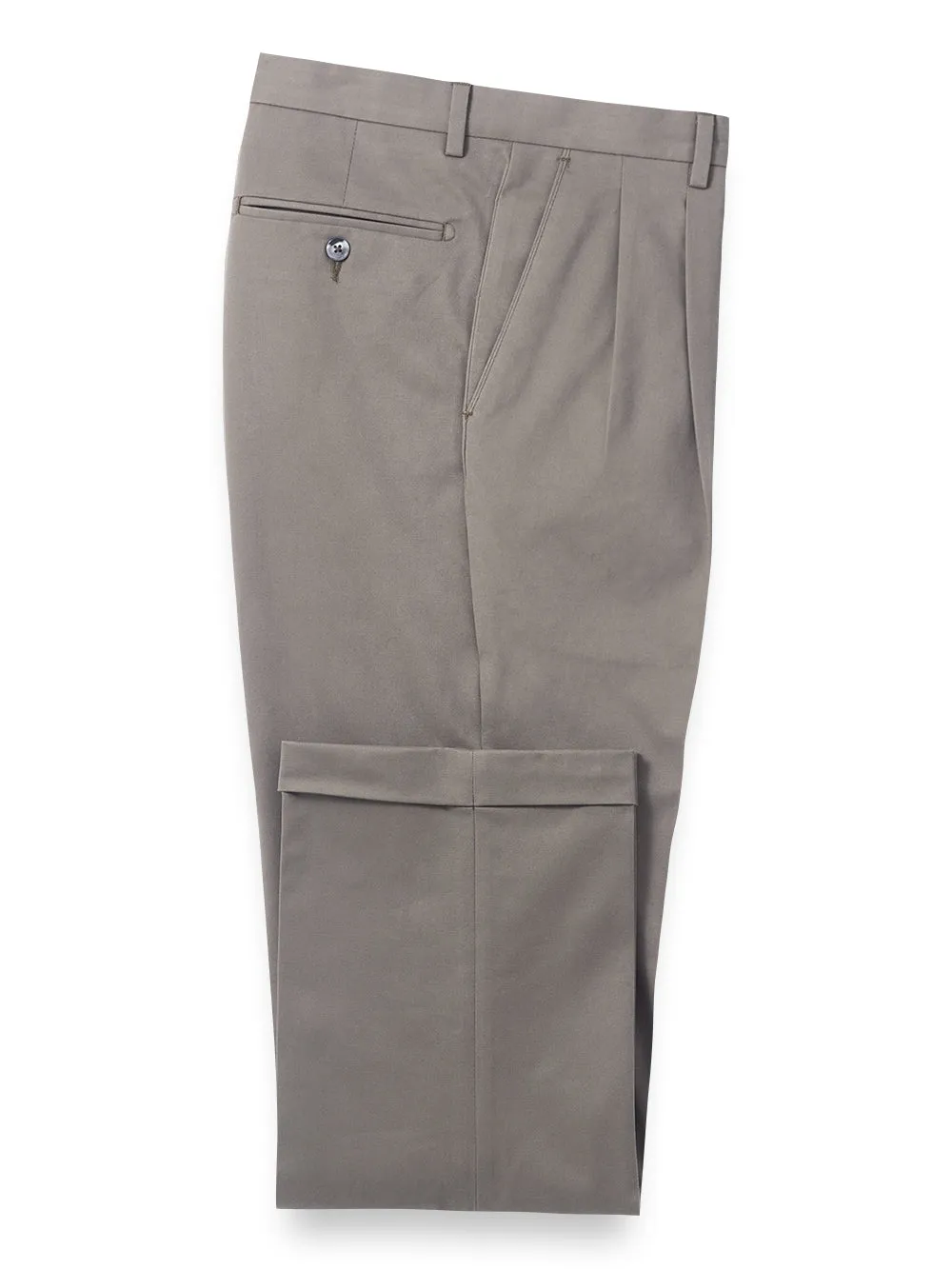 Classic Fit Cotton Stretch Twill Pants - Grey sold by Paul Fredrick