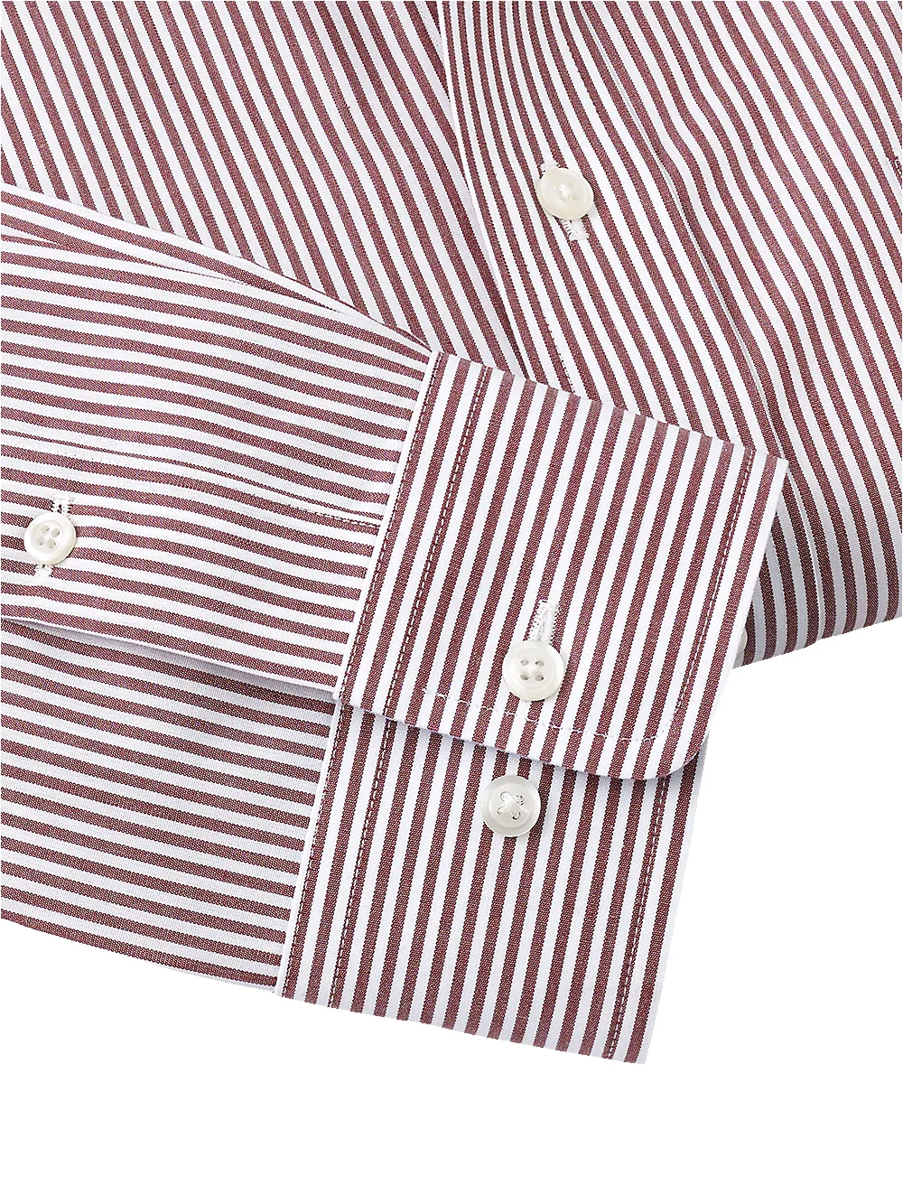 Non-Iron Cotton Stripe Dress Shirt With Contrast Trim - Burgundy sold by Paul Fredrick product image thumbnail 4