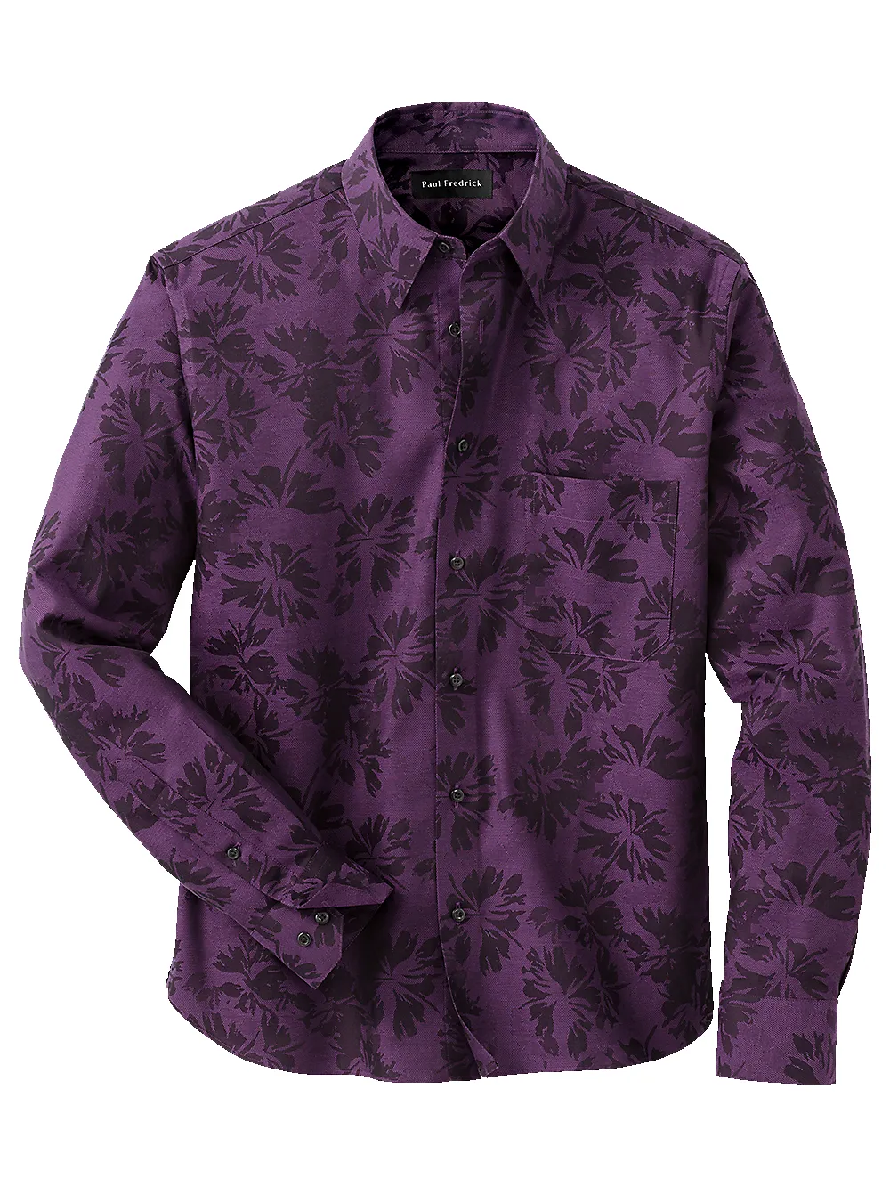 Cotton Solid Floral Jacquard Casual Shirt - Purple sold by Paul Fredrick