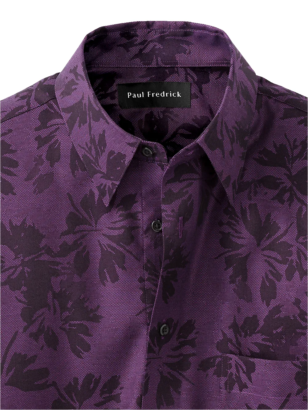 Cotton Solid Floral Jacquard Casual Shirt - Purple sold by Paul Fredrick product image thumbnail 3
