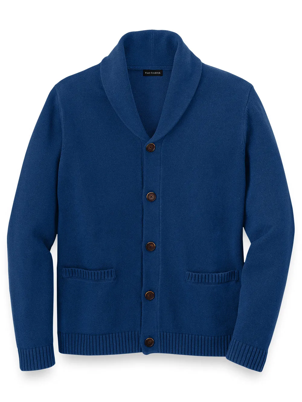 Cotton Button Front Shawl Collar Cardigan sold by Paul Fredrick
