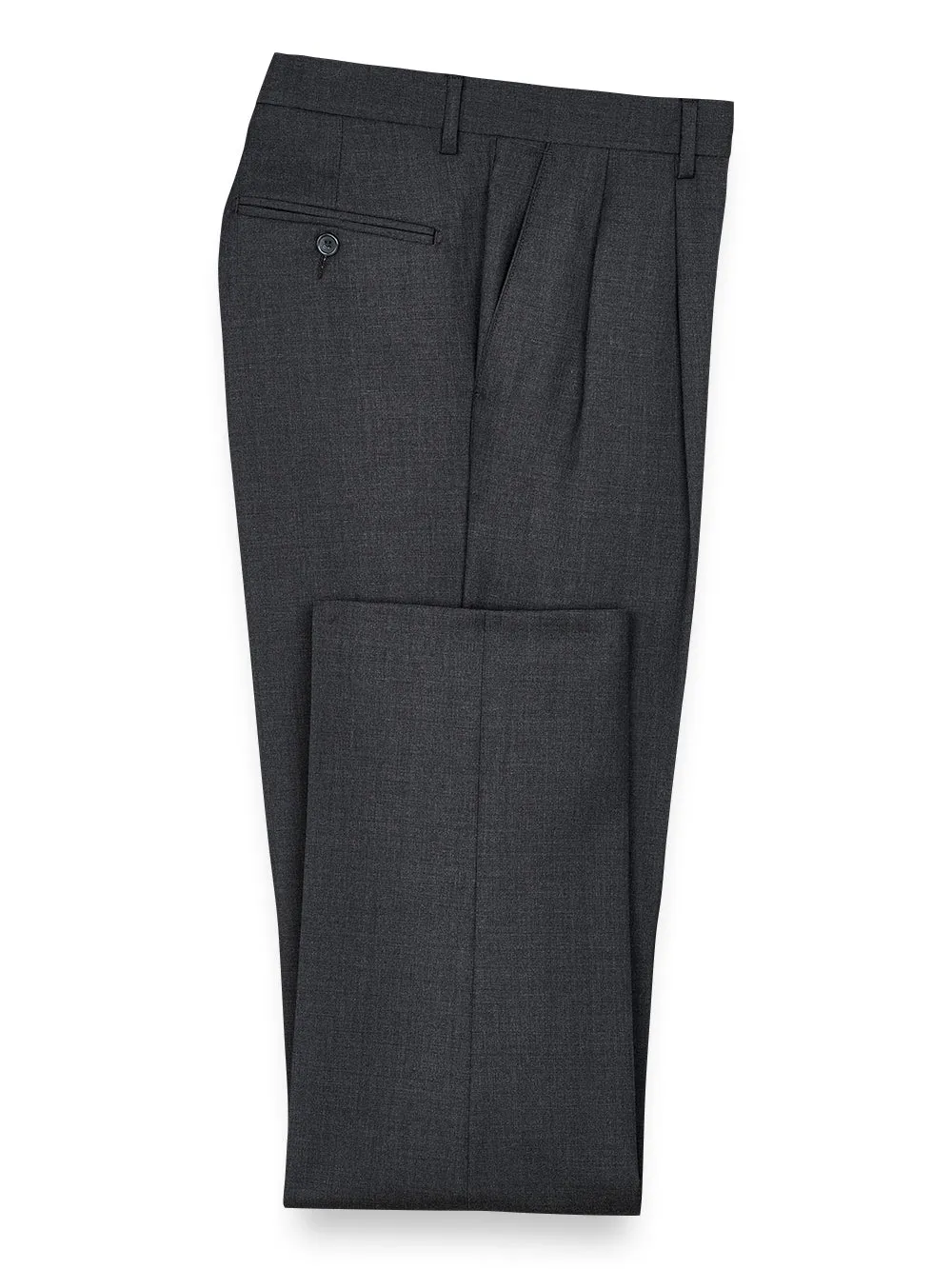 Classic Fit Wool Gabardine Pants - Charcoal sold by Paul Fredrick