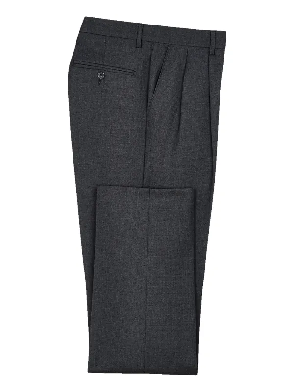 Classic Fit Wool Gabardine Pleated Pants - Charcoal sold by Paul Fredrick