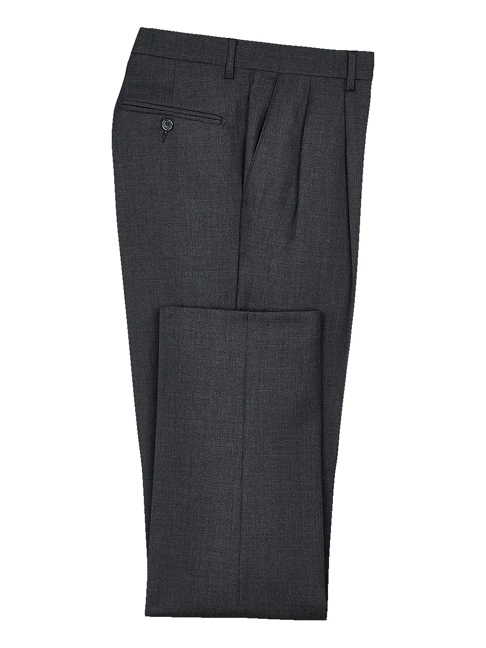 Classic Fit Wool Gabardine Pleated Pants - Charcoal sold by Paul Fredrick