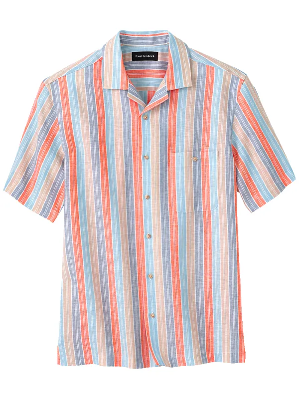 Linen Stripe Casual Shirt - Multi sold by Paul Fredrick