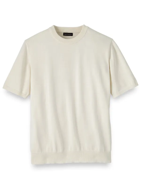 Supima Cotton Crew Neck Sweater - Off White sold by Paul Fredrick