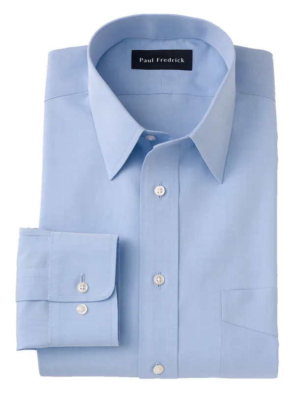 Supima Non-Iron Cotton Solid Color Straight Collar Dress Shirt - Blue made by Paul Fredrick
