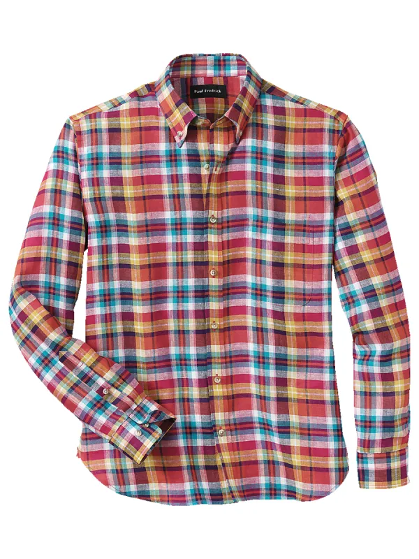 Linen Plaid Casual Shirt - Multi sold by Paul Fredrick