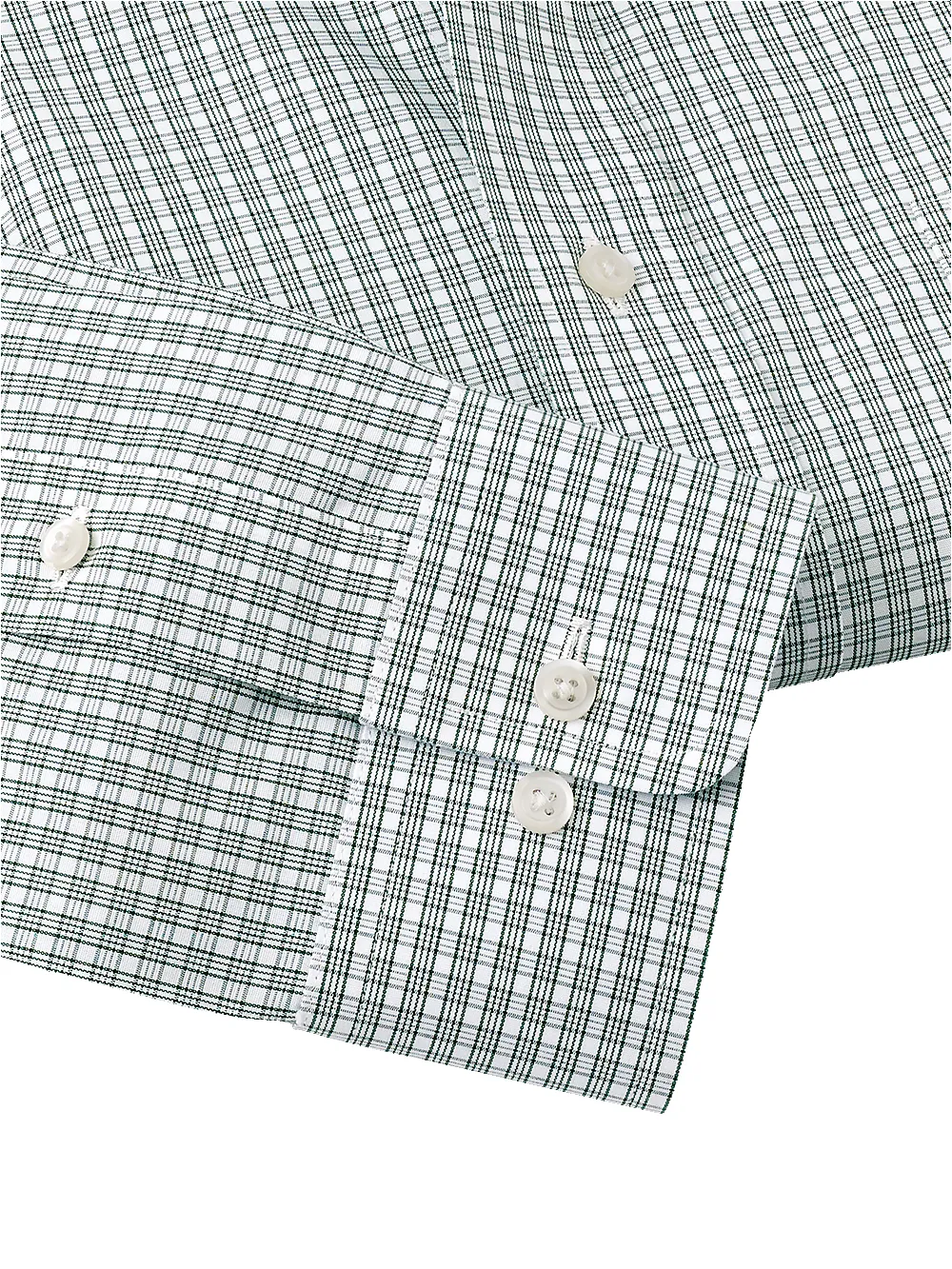 Non-Iron Cotton Plaid Dress Shirt With Contrast Trim - Green sold by Paul Fredrick product image thumbnail 4