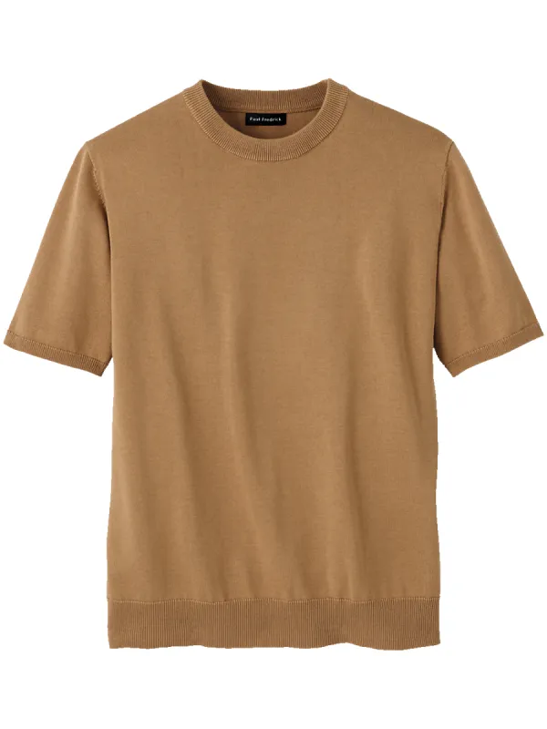 Supima Cotton Crew Neck Sweater - Light Brown sold by Paul Fredrick