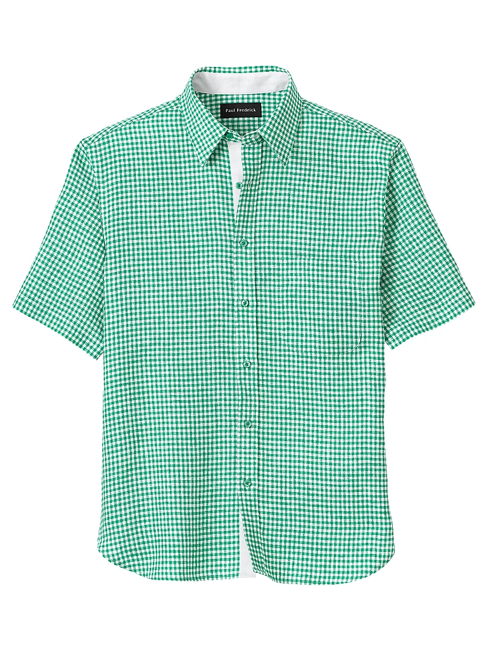Linen Gingham Check Casual Shirt - Green sold by Paul Fredrick