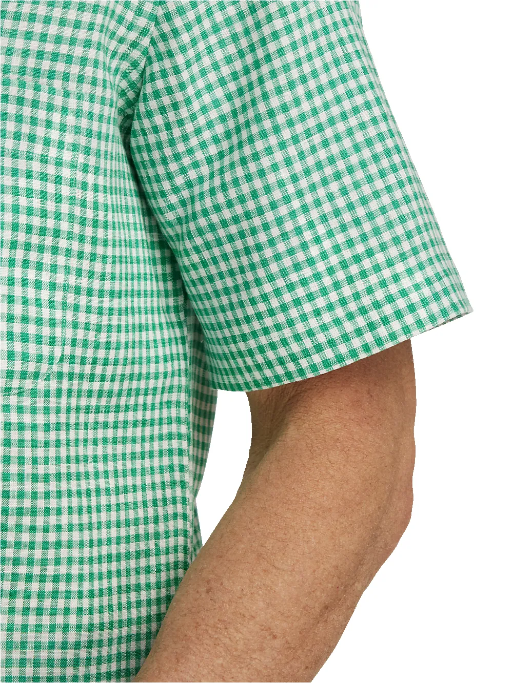 Linen Gingham Check Casual Shirt - Green sold by Paul Fredrick product image thumbnail 4