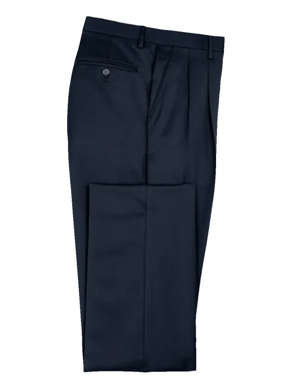 Classic Fit Wool Gabardine Pleated Pants - Navy sold by Paul Fredrick