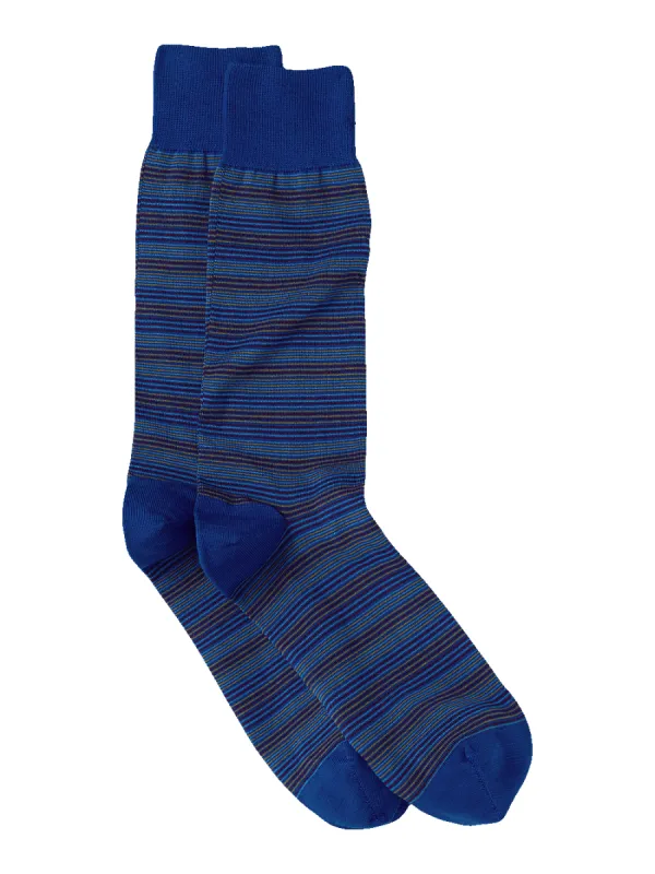 Stripe Cotton Blend Sock - Blue Multi sold by Paul Fredrick