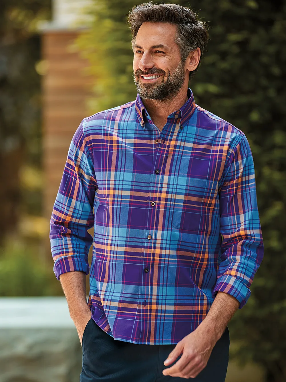 Cotton Plaid Casual Shirt sold by Paul Fredrick product image thumbnail 2