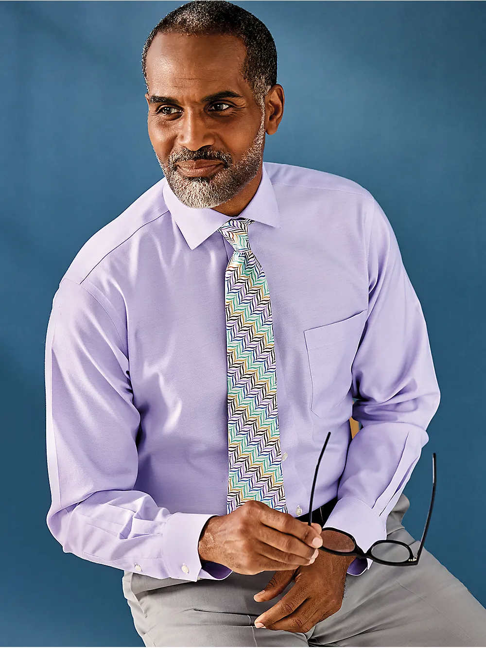 Royal Oxford Comfort Stretch Non-Iron Solid Dress Shirt - Lavender sold by Paul Fredrick product image thumbnail 2