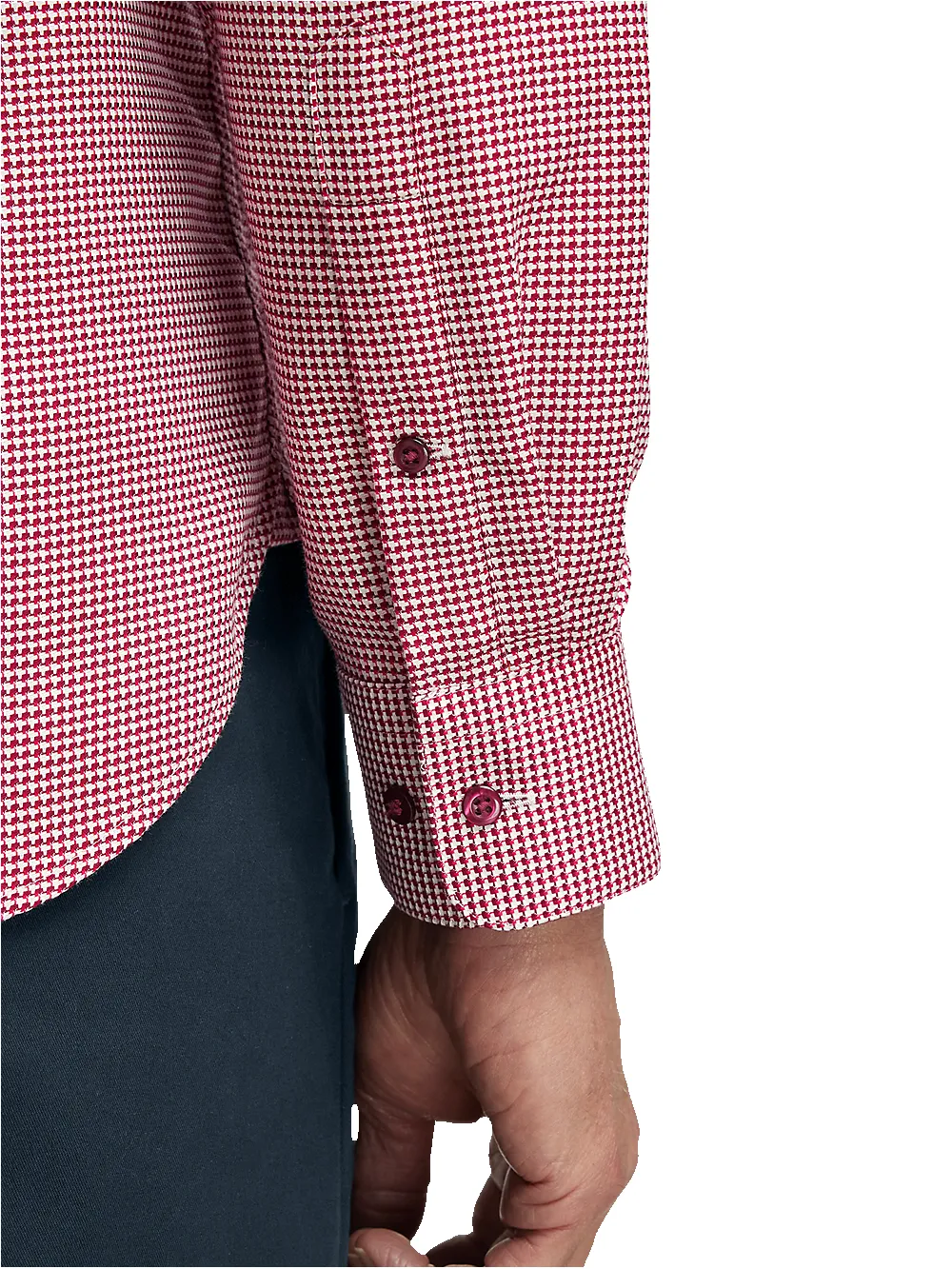 Cotton Houndstooth Casual Shirt - Burgundy sold by Paul Fredrick product image thumbnail 4