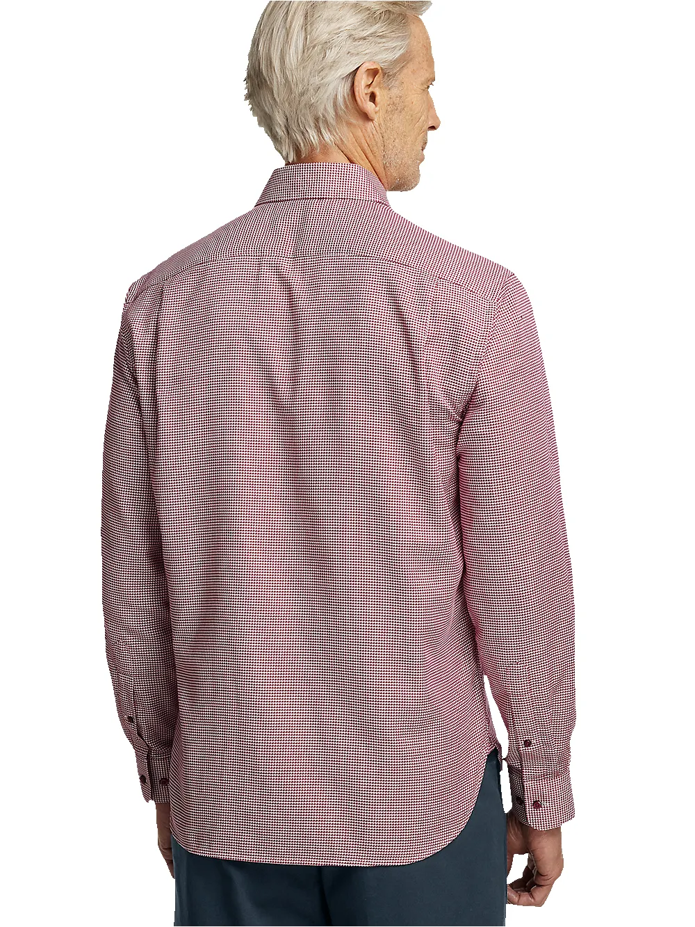 Cotton Houndstooth Casual Shirt - Burgundy sold by Paul Fredrick product image thumbnail 5