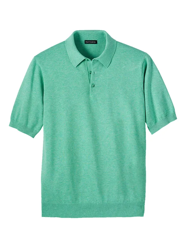 Supima Cotton Three Button Polo - Mint sold by Paul Fredrick