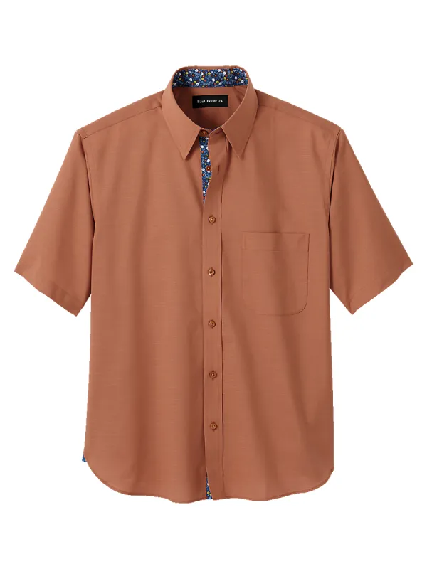 Cotton Solid Casual Shirt With Contrast Trim - Rust sold by Paul Fredrick