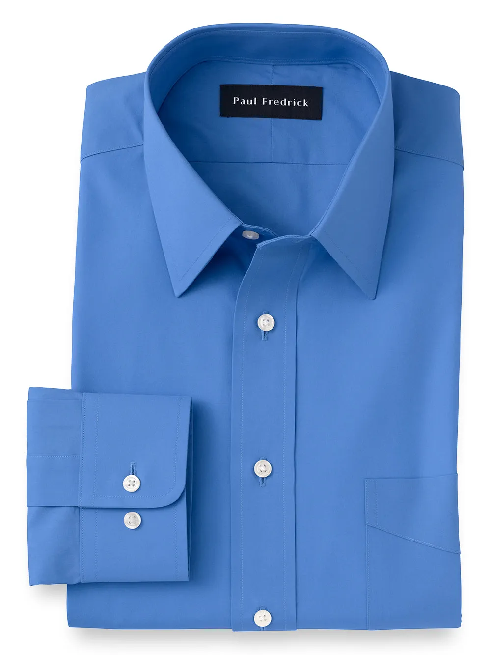 Pure Cotton Broadcloth Solid Color Straight Collar Dress Shirt | Clearance sold by Paul Fredrick
