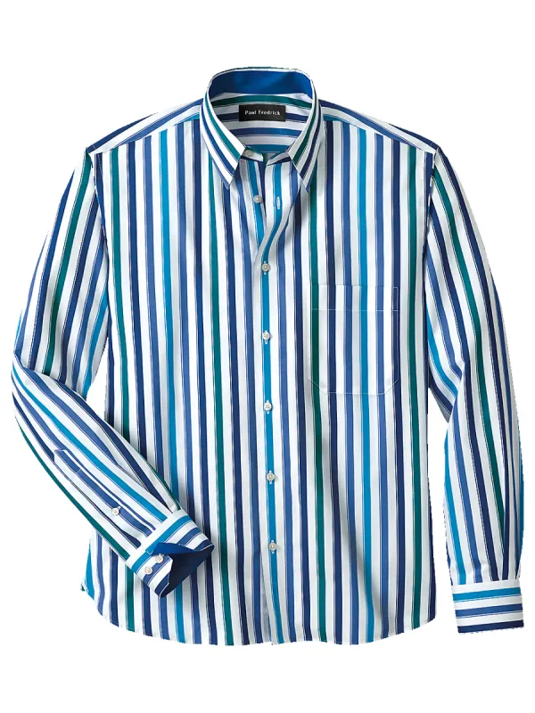Cotton Stripe Casual Shirt With Contrast Trim - Multi sold by Paul Fredrick