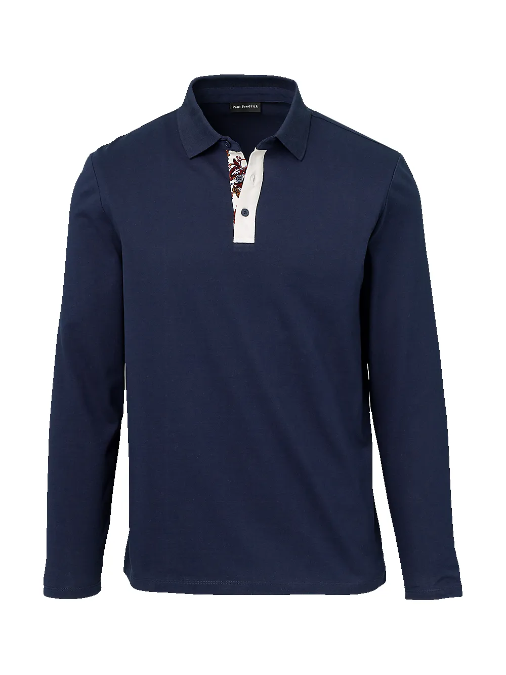 Mercerized Cotton Pique Three Button Polo - Navy sold by Paul Fredrick