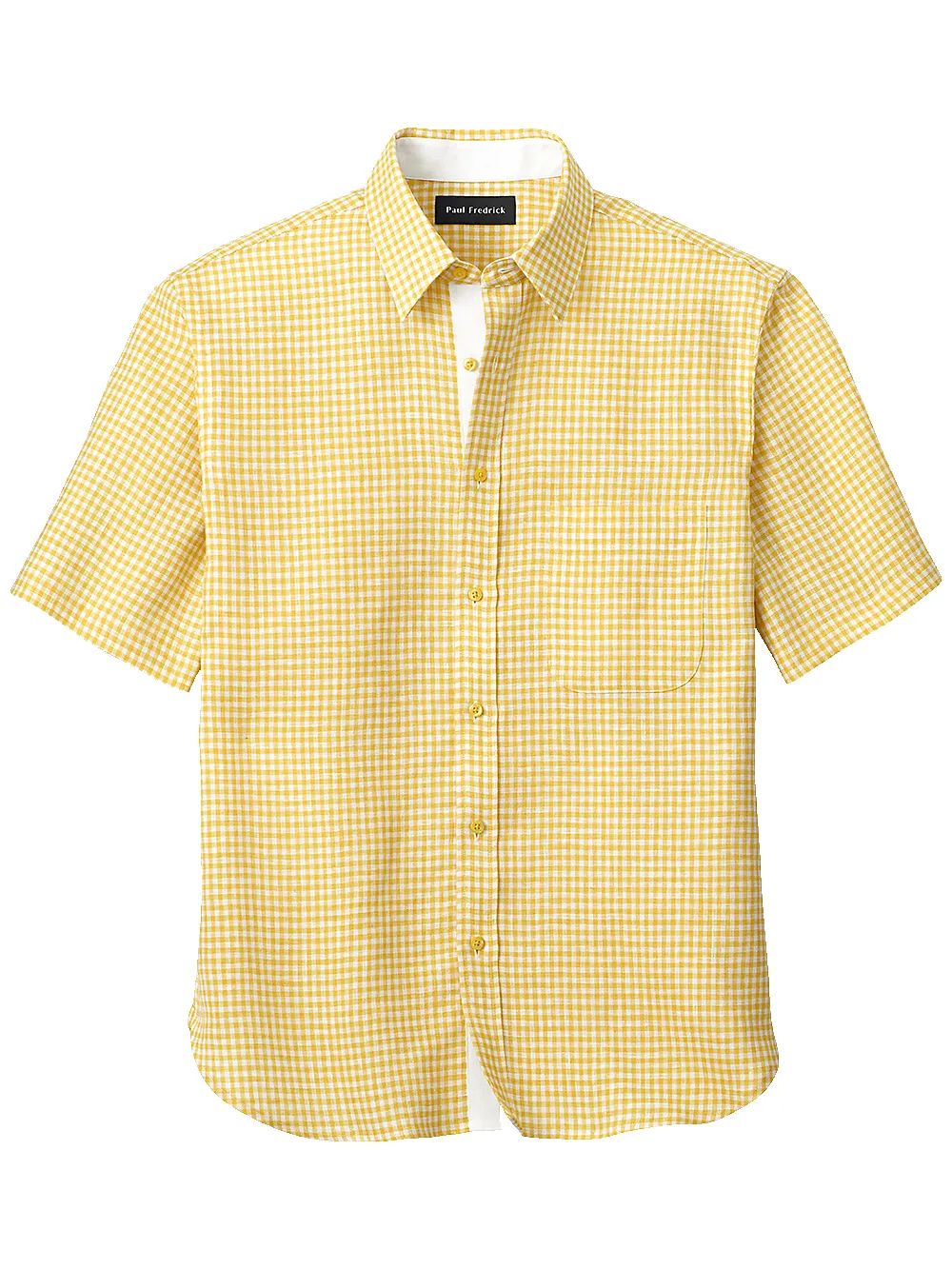 Linen Gingham Check Casual Shirt - Yellow sold by Paul Fredrick