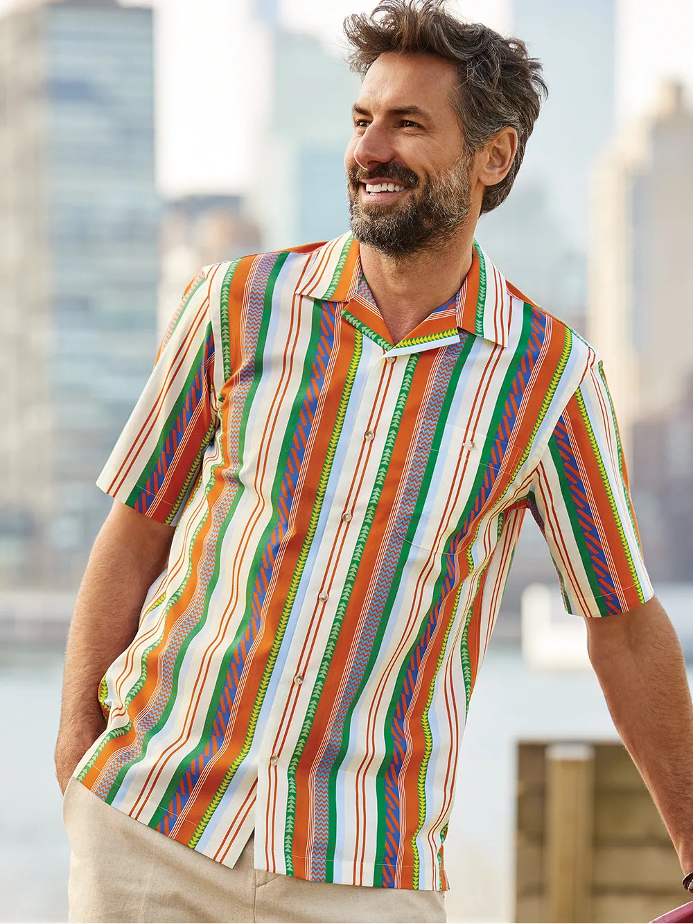 Cotton Stripe Print Casual Shirt sold by Paul Fredrick product image thumbnail 2