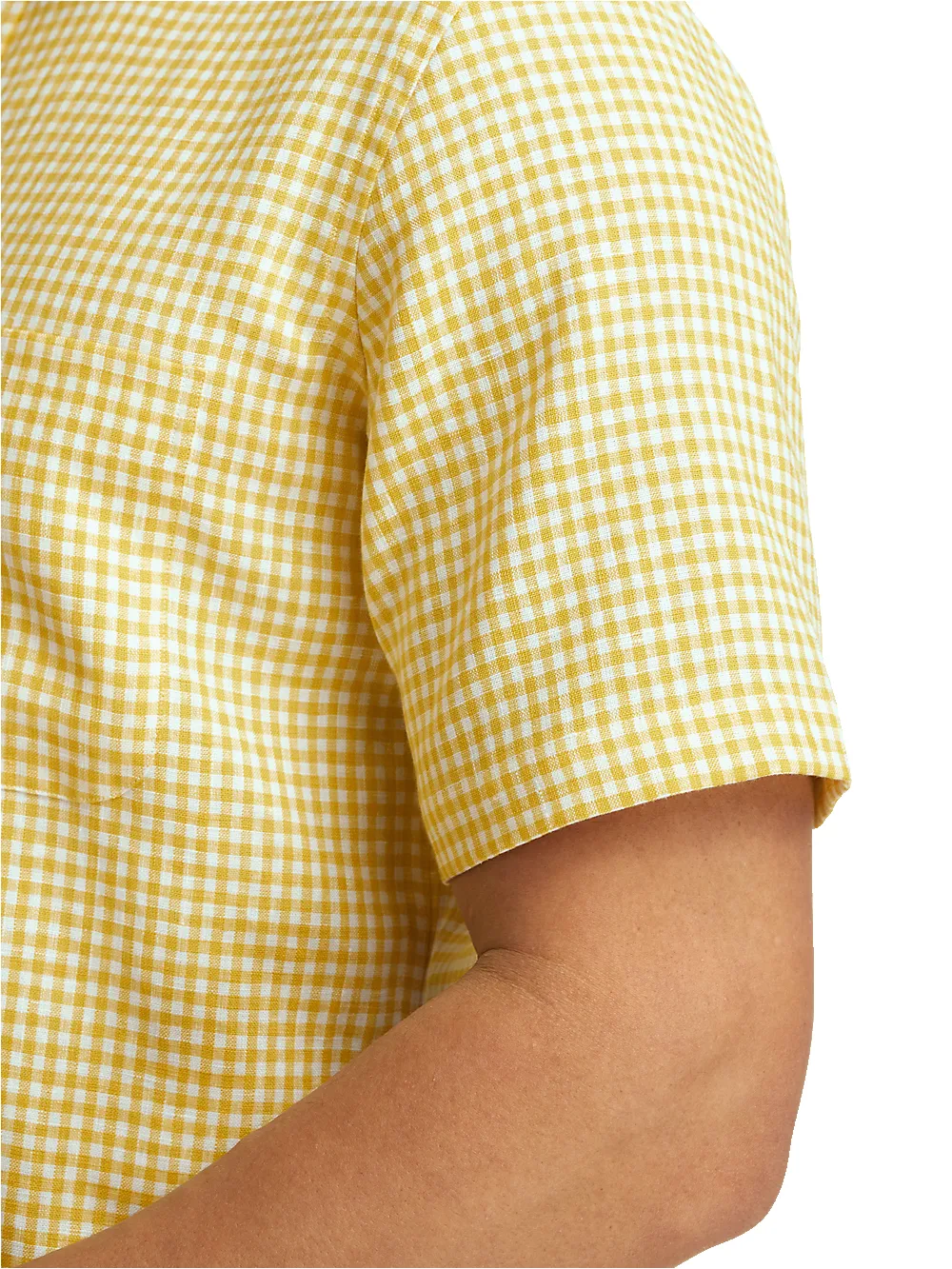 Linen Gingham Check Casual Shirt - Yellow sold by Paul Fredrick product image thumbnail 4