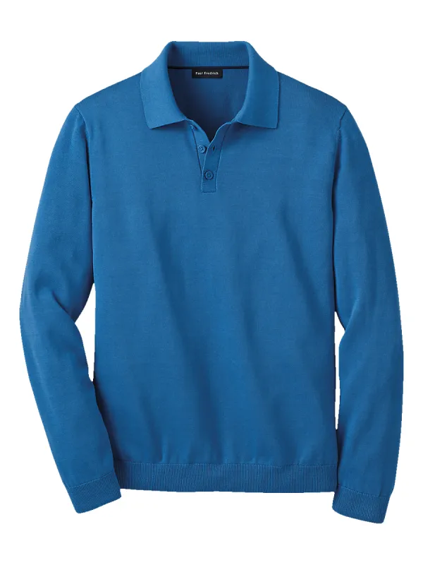 Supima Cotton Three Button Polo - Blue sold by Paul Fredrick