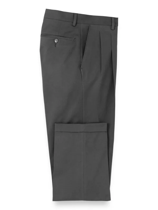 Cotton Stretch Twill Pleated Pants | Clearance sold by Paul Fredrick